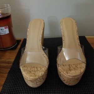 Miss Lola clear and cork wedge